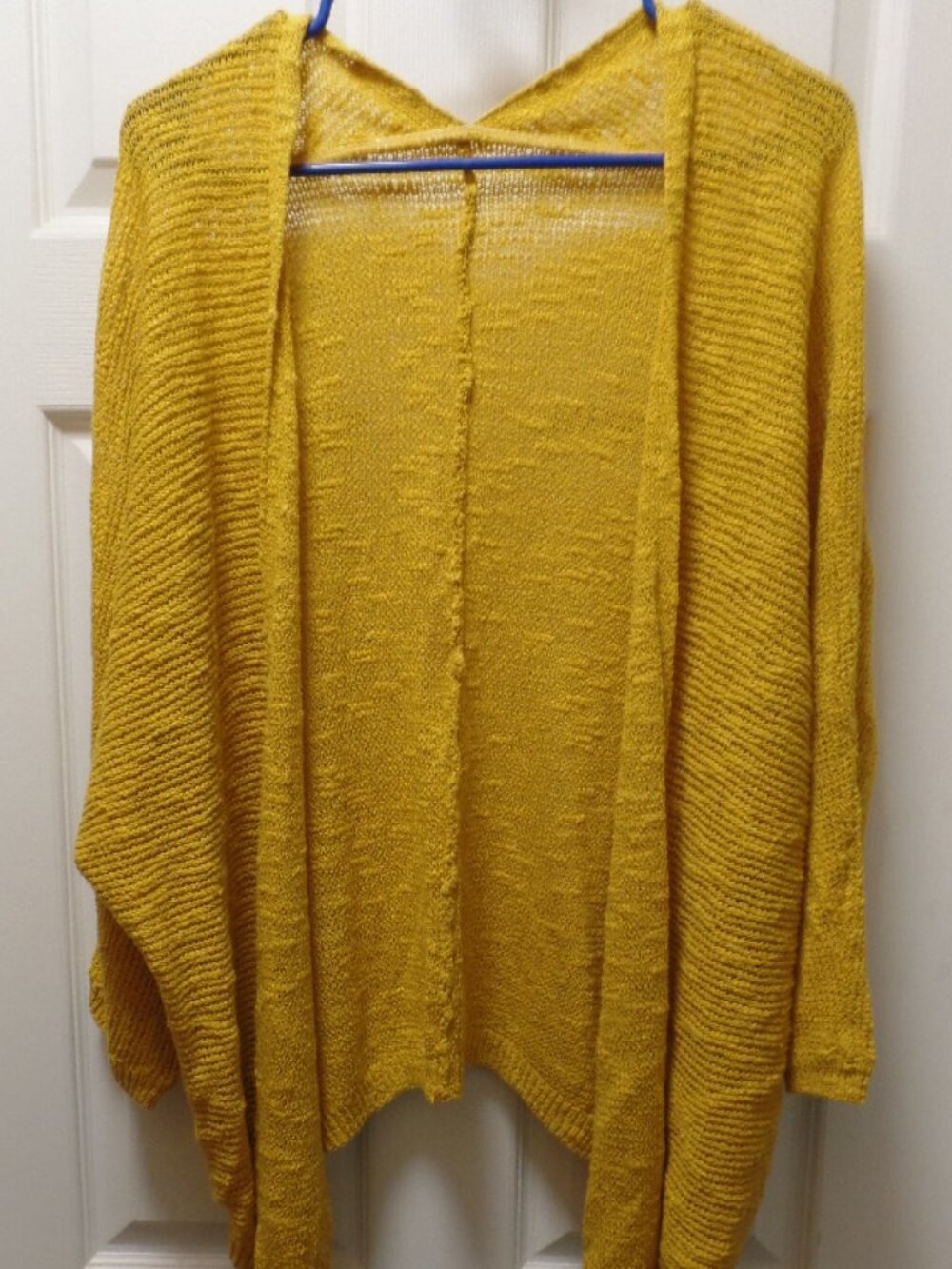 Old Navy XL 16 18 Open Front Textured Slub Knit Mustard Yellow Golden Cardigan